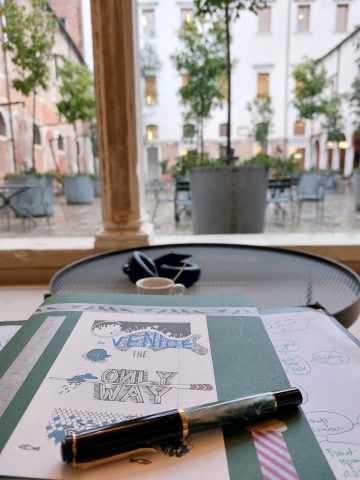Lettering in einem Café in Venedig